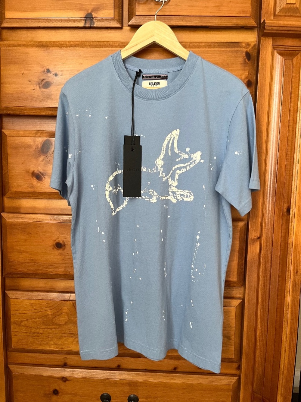 New AKOO Evolution Mens T-shirt Size S Blue Fox Graphic Style Streetwear